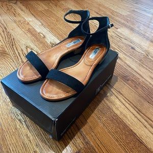 INC black suede ankle strap sandals